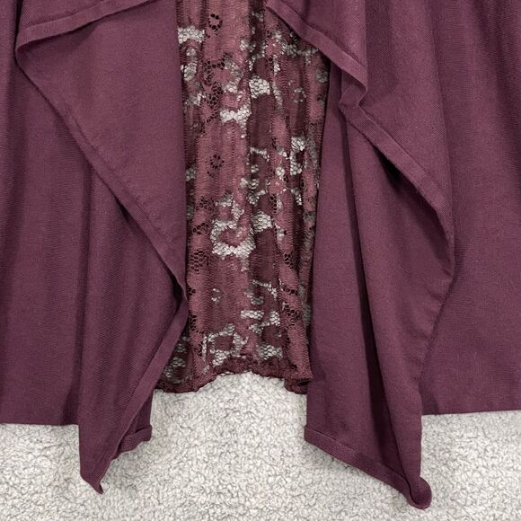 Lane Bryant Light Open Cardigan Women 22/24 Purple Knit 3/4 Sleeve Lace Back T32 - Picture 5 of 16